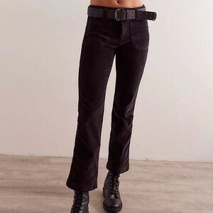 FREE PEOPLE High Time Velvet Kick Flare Pants In Black